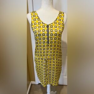 BCBG Max Azria - Neon Yellow, Grey & White Print Drop Waist Dress Sz S